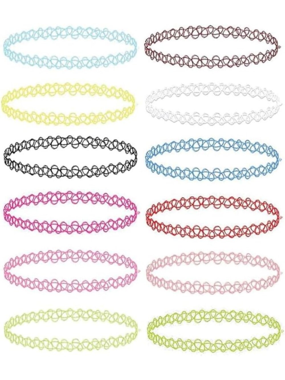 12PC Tattoo Choker Necklace Set - Y2K Emo Accessories - Black & Rainbow Styles